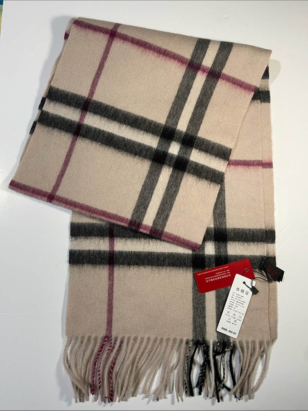 Story of Shanghai Cashmere Nova Chek Scarf NWT